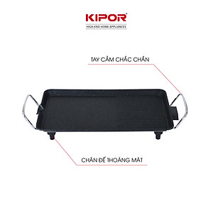 Bếp nướng điện không khói KIPOR KP-GR4828 - Mặt bếp lớn phủ chống dính WHITFORD của USA cao cấp dễ vệ sinh -Hàng chính hãng