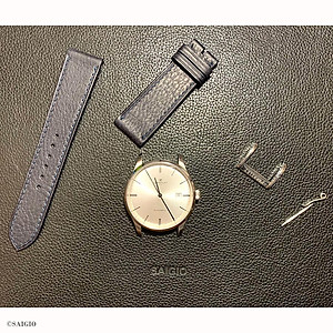 Dây Da Đồng Hồ Cổ Điển, 100% Da Bò Thật, Kiểu Dáng Phẳng Mỏng, Mặt Lót Chống Thấm Mồ Hôi, Tích Hợp Lớp Gia Cố Chống Giãn Đặc Biệt, Phụ Kiện Khóa và Chốt Bằng Thép Không Gỉ 316L - Hàng Chính Hãng SAIGIO