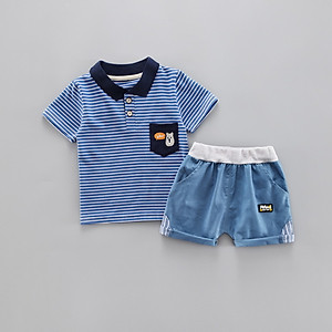 Bộ đồ bé trai kẻ sọc phong cách Hàn Quốc - Bộ quần áo bé trai từ 9-18kg (SS-2623B)