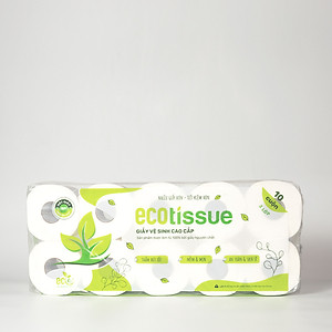 Giấy vệ sinh giấy cuộn cao cấp Ecotissue 3 lớp lốc 10 cuộn có lõi/không lõi cao cấp mềm dai tự nhiên