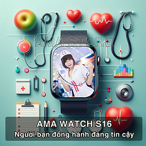 Đồng hồ Thông minh Android Camera xoay 180 màn hình cong AMA Smartwatch S16 Black Lắp sim nghe gọi độc lập Kết nối Wifi Tải app CH. Play như Điện thoại FB Skyper xem phim chơi game cho Trẻ em Học sinh Người lớn AMA Smartwatch S16 2024 hàng nhập khẩu