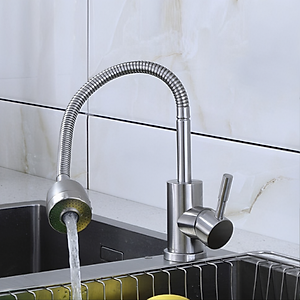 Vòi rửa chén nóng lạnh KG95 cao cấp cần lò xo bẻ xoay 360 dễ sử dụng inox304 - Hàng chính hãng