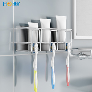 Kệ để bàn chải kem đánh răng 3 ngăn dán tường Hobby home decor CD4