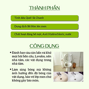 Nước tẩy rửa bồn cầu hữu cơ Ecocare 1L làm sạch, diệt khuẩn, khử mùi hiệu quả với tinh dầu Sả chanh/Quế