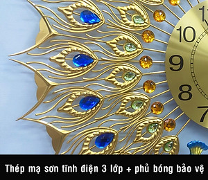 Đồng Hồ Treo Tường Hai Con Chim Công Khổng Tước Kim Trôi DTN009 Nghệ Thuật Cao Cấp Shouse hiện đại 3D kích cỡ lớn đẹp treo phòng khách