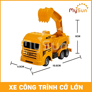 Bộ xe đồ chơi công trình trẻ em mô hình cho bé trai Cần cẩu, Xe Ben, Xe Tải, Trộn bê tông MySun