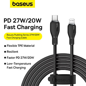 Cáp Sạc Nhanh Baseus Pudding Series Type C to Ln 20W dùng cho iPhone iPad (Fast Charging Data Cable) - Hàng Chính Hãng