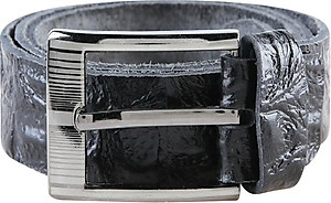 Thắt Lưng Nam Vân Cá Sấu 1 Lớp Huy Hoàng HT4123 (120 x 4 cm) - Đen