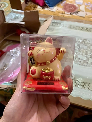 Mèo Thần Tài Maneki Neko  vẫy tay chiêu tài lộc 8cm bằng Nhựa - mẫu giao ngẫu nhiên