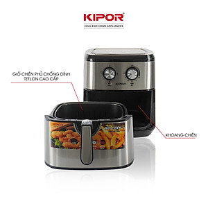 Nồi chiên không dầu KIPOR KP-AF310 - 10L - Điều khiển cơ công nghệ RAPID AIR nướng đối lưu - phủ chống dính cao cấp - Hàng chính hãng