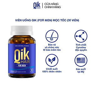 [Hộp 30v] Viên Uống Kích Thích Mọc Tóc Qik Hair For Men Ecogreen Giảm Rụng Tóc Cho Nam