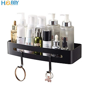 Kệ chữ nhật phòng tắm màu đen Inox 304 gắn tường Hobby Home Decor KCN3