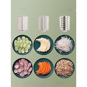 Máy Bào Sợi Thái Lát Rau Củ Xoay Tay, Kèm 6 Lưỡi Dao Cắt 4IN1, Dụng Cụ Thái Lát Rau Củ Quả Đa Năng- HÀNG CHÍNH HÃNG MINIIN