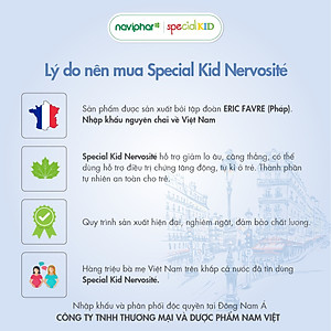 Siro Special Kid Nervosité - Hỗ trợ an thần, thư giãn thần kinh, giảm kích thích não bộ, giúp ngủ ngon, cải thiện chức năng não bộ sự tập trung phản xạ, trí nhớ - 125ml