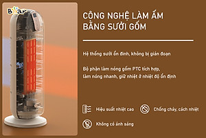 Quạt Sưởi Điện Gốm Gia Đình Bear DNQ-C20H5 Không Khô Da Tự Động Ngắt Điện Khi Đổ Công Suất 2000 W - Hàng Nhập Khẩu