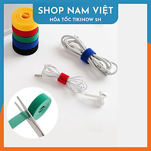 Combo 2 Cuộn Băng Gai Dính Velcro Cỡ 1,5cm - Dây Dính 2 Mặt Quấn Dây Điện, Dây Sạc, Tai Nghe Gọn Gàng - Hàng Chính Hãng NAVIVU