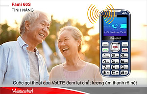 Điện thoại Masstel Fami 60S 4G(LTE) ,Bàn phím lớn, Khung viền kim loại - Hàng chính hãng