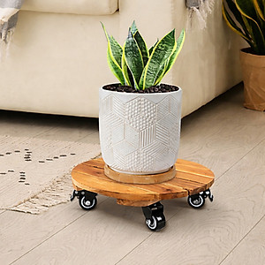 Đế Kê Chậu Cây Có Bánh Xe ANKAN, R30cm Làm Giá Đỡ Kệ Hoa Cây Cảnh, Màu Vàng Nắng, Chịu Tải 120Kg