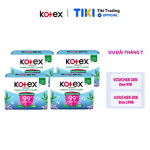 Combo 4 Băng Vệ Sinh Kotex Hằng Ngày Kháng Khuẩn Hương Tự Nhiên - Gói 20 miếng