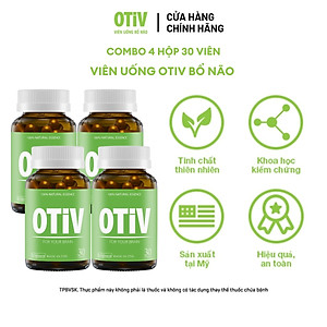 [Tặng Hộp 15v] Combo 4 Hộp 30v - Viên Uống Bổ Não OTIV Ecogreen Giảm Đau Đầu Mất Ngủ, Tăng Trí Nhớ