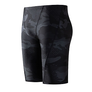 Quần bơi lửng boxer dài cho nam Cleacco màu đen Camo , chất vải  Poly co giãn 4 chiều , thoáng khí , thoát nước nhanh BORO SPORT - Tặng nón bơi vải