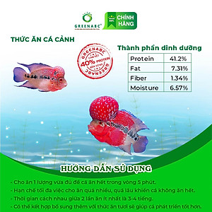Thức ăn Cá La Hán GREENABC – Hàm lượng protein 40 kích bung đầu to, châu sáng, vảy rực rỡ – Hộp 350g