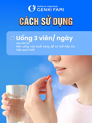 Dầu Gan Cá Mập Omega 3 Astaxanthin Genki Fami Nhật Bản, Bổ Mắt, Bổ Não Tốt Cho Tim Mạch Hộp 90 viên