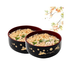 Combo bát tô dùng trong lò vi sóng 1.2L + bát nhựa tròn họa tiết thỏ/trăng 390ml - made in Japan