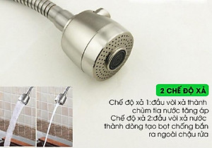 Vòi nước rửa chén bát Inox 304 Cắm Tường Cần mềm - Bát sen 1 Đường Nước (bảo hành 12 tháng)