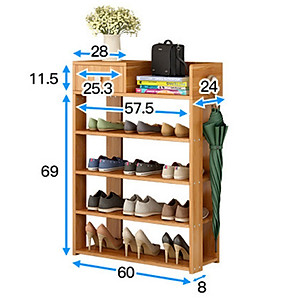 Kệ giày bằng gỗ, A240 kiểu đứng 5 tầng, cao 80cm x rộng 60cm x sâu 24cm