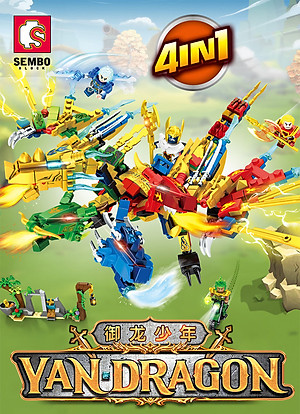 Đồ chơi lắp ráp, xếp hình SEMBO BLOCK 206021 - 206024 - Kỵ Sĩ Rồng