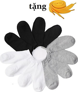 Bộ 12 đôi vớ trơn ngắn tặng dây giày