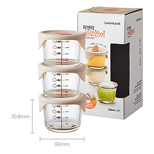 Hộp đựng thức ăn cho bé Lock&Lock có vạch chia LLG508S3 230ml x 3 hộp - LLG542S3 280ml x 3 hộp