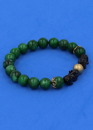 Vòng tay Cẩm Thạch Sơn Thủy size 8 ly, 10 ly, 12 ly - Vòng tay Tỳ Hưu Đôi inox đen VCTDNTHHEV - hợp mệnh Mộc, mệnh Hỏa