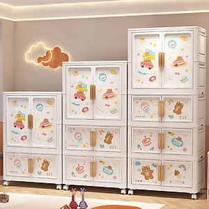 Tủ Nhựa Gấp Gọn Hoạt Hình Có Ngăn Treo Quần Áo Nubie, Hộp Gấp Đựng Đồ Thông Minh, Tháo Lắp Dễ Dàng, Có Thể Tách Tầng