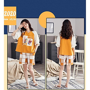 Đồ bộ ngủ mặc nhà thun cotton tay ngắn quần đùi siêu xinh