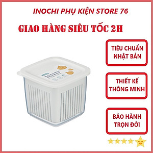 Hộp Bảo Quản Gừng Hành Tỏi Ớt Hình Vuông Hokkaido, 2 Lớp Tách Nước Bằng Nhựa Nguyên Sinh Sản Xuất Theo Tiêu Chuẩn Nhật Bản An Toàn Cho Sức Khỏe Tặng Kèm Khăn Lau PaKaSa - Màu ngẫu nhiên