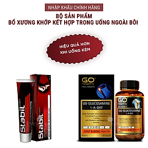 Bộ sản phẩm xương khớp nhập khẩu chính hãng trong uống ngoài bôi gồm: Viên uống GO Glucosamine 1-A-Day 1500mg (60 viên) và Kem bôi khớp Stabil (75 gam)