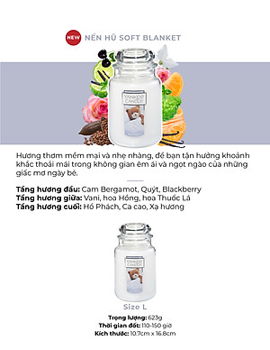 Nến hũ Yankee Candle size L - Soft Blanket (623g)