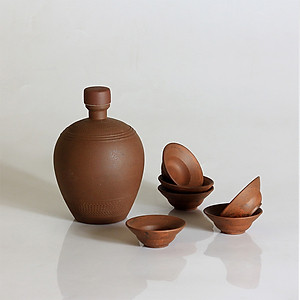 Bộ vò và chén sành 1lít, 2lít cao cấp gốm sứ Bát Tràng - bộ vò, chén, ly, bộ bình ly