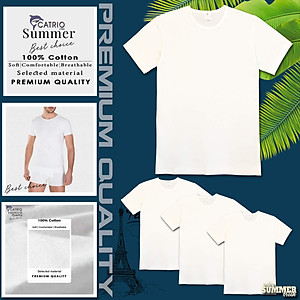 ÁO LÓT NGẮN TAY CATRIO là áo phông trắng, áo thun ngắn tay cho bố, ông, người trung tuổi, vải 100̀% cotton mặc lót bên trong áo sơ mi, mặc ở nhà, đi ngủ