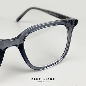 Gọng Kính Cận, Kính Giả Cận Nam Nữ Cao Cấp, Gọng Nhựa Cốt Thép, Mắt Vuông To Trơn, Đen, Xanh Lá, Xám Trong - BLUE LIGHT