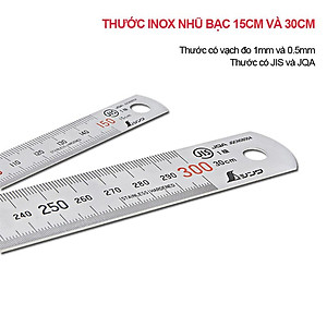 THƯỚC LÁ INOX MẠ NHŨ BẠC SHINWA