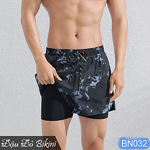 Bộ bơi nam quần 2 lớp trẻ trung nam tính thời trang, đồ bơi đồ tập kín đáo chống lộ, chất thoáng khí nhanh khô, áo thun bơi co giãn tốt, có size lớn | BN032