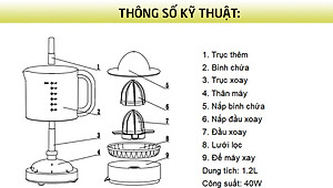 Máy Vắt Cam Lock&Lock EJJ241 (40W - 1.2 Lít) - Hàng chính hãng