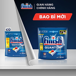 Viên Rửa Chén Bát Finish Powerball Quantum Powerful Clean & Shine 64 viên
