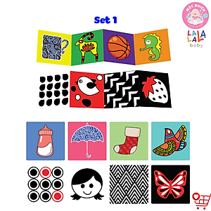 Bộ thẻ kích thích thị giác Lalala Baby cho trẻ sơ sinh Trọn bộ tinh anh dạng đứng Zigzag và Flashcard