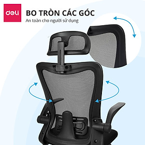 Ghế Xoay Văn Phòng Lưới Làm Việc Công Thái Học Deli - Tay Gập Thông Minh, Có Chỉnh Lưng, Lưới Thoáng Khí, Chân Xoay Tiện Ích, Đệm Ghế Êm Aí, Nhiều Màu - Phù Hợp Học Sinh, Văn Phòng, Game Thủ, Gaming - Hàng chính hãng