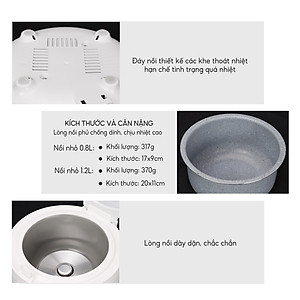 Nồi cơm điện Lebenlang LBL0589 dung tích 1200ml, công suất 500W, thiết kế đơn giản hiện đại - hàng chính hãng
