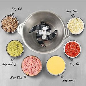Máy Xay Thịt Cầm Tay 2 Lớp Cối Xay Inox 304 , 4 Lưỡi Công suất 250W , Xay Cua Cá, Tỏi Ớt, Rau Củ Quả - Hàng Nhập Khẩu